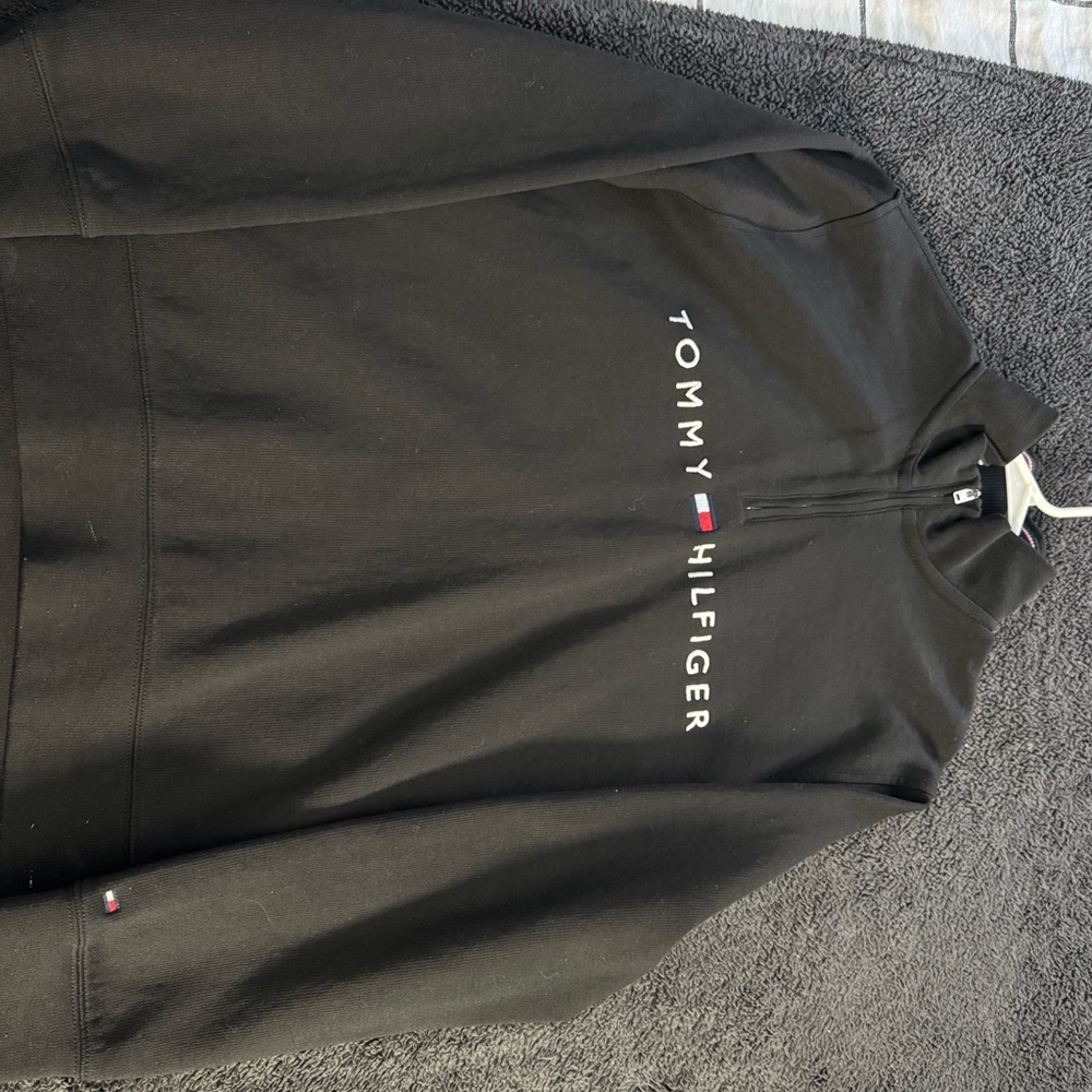Tommy Hilfiger Black and Red Trim Half-Zip Pullover